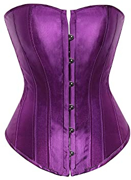 Felcia Women's Plus Size Corset Bustier Overbust Top Satin Waist Cincher Lace up Body Shaping Retro Bustier (Purple, Small)