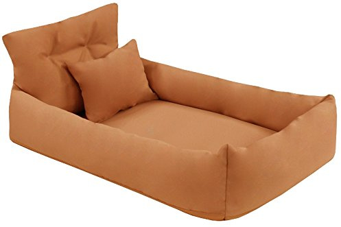 Juelle Orthopädisches Hundebett Kunstleder Hundesofa mit Orthopädischer Matratze für Große Hunde Abnehmbarer Bezug, Maschinenwaschbar, Hugo L-XXL (100x80 cm, Sonnenbeige)