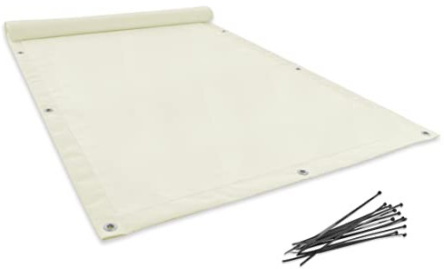 ALOHA Balkon Sichtschutz Balkonverkleidung Balkonabdeckung Balkonumspannungen Windschutz für Balkongeländer Garten mit Kabelbinder und Ösen (Flavia Creme / 0,75m x 9,25m)