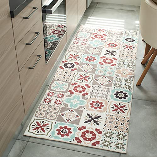Nazar Tapis de Cuisine Lavable en Machine, de Passage, Salle De Bain et Couloir (756 Multi, 50x100 cm)