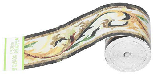 Kuuleyn Borde de Papel Tapiz, Borde Decorativo, Borde de Papel Tapiz de PVC, Pegatina autoadhesiva Decorativa para Sala de Estar, Cocina, baño, 5x500cm