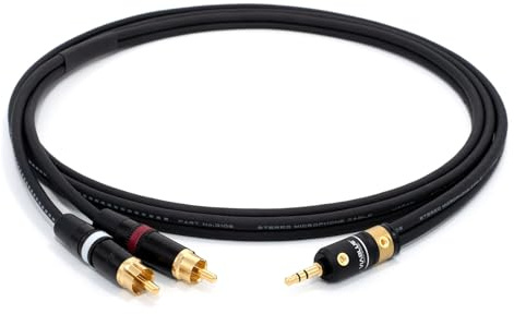 3106 Y Cavo Stereo professionale da enoaudio | VIABLUE T6S oro 24k stereo 3,5 mm – Neutrik RCA (L,R) | HiFi - 1,5 m