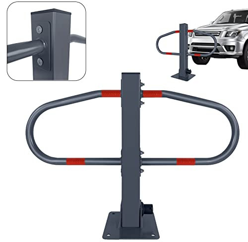 LARS360 Parkplatzsperre Klappbar mit Schlüssel aus Eisen, Absperrpfosten Klappbar Zum Schutz von Privaten Parkplätzen Oder Zugängen mit Anzubringenden Reflektierenden Markierungen