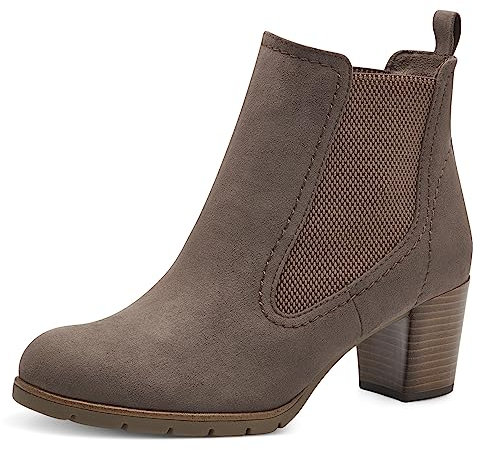 MARCO TOZZI Damen Chelsea Boots mit Absatz zum Schlupfen, Braun (Pepper), 39 EU