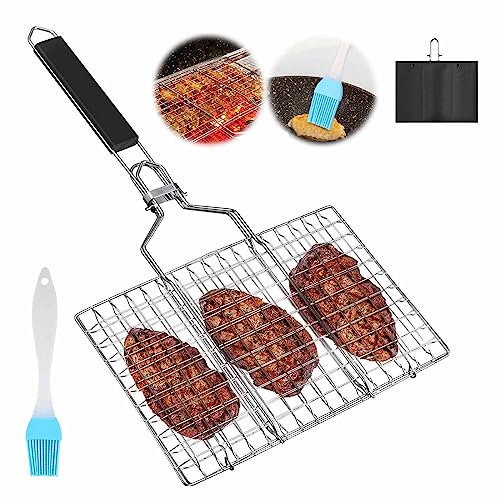 grill Portable basket Stainless Steel Barbecue Grill Basket for Grilling Vegetables, Fishes, Shrimp