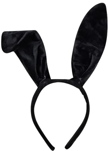 evelay Diadema de orejas de conejo negras para disfraz de conejo de Pascua