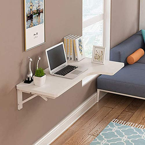 wandklapptisch klapptisch Wand wandtisch klappbar, Eckklapp-Computertisch, Wandtisch aus Holz, Arbeitszimmer, Beistelltisch mit doppelter Stütze, Küchenbock-Schreibtisch, Weiß-120 * 70 * 50