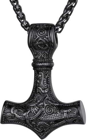 Thor's Hammer Halskette mit Keltischem Knoten - Wikinger Kette für Herren, 60cm