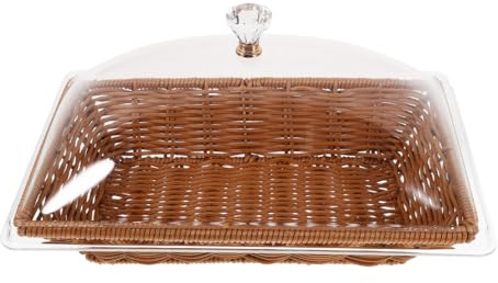HOLIDYOYO Bread Basket with Lid Woven Food Serving Basket for Bread Fruit Pastry and Dessert Tabletop Storage for Kitchen Bakery Office Party 12.20 X 8.07 X 6.50 in