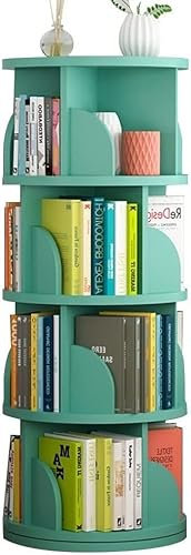 Um 360° drehbares Bücherregal, platzsparender Bücherturm in modernem Design für den Heim- und Bürogebrauch (Grün, 46 x 126 cm)