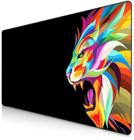 Titanwolf XXXL Übergröße Mauspad 1200x600mm, Gaming Mousepad Groß,120x60 cm Tischunterlage Large Size, verbessert Präzision und Geschwindigkeit XXXL, für Logitech Maus und Tastatur, Color Lion 2