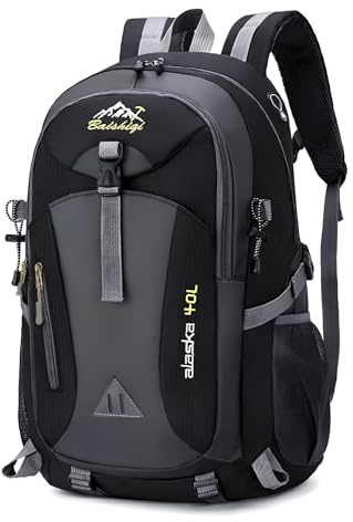 Zimoer Leichte Packable Reiserucksack Wanderrucksack 40L, Rucksack Herren, Tagesrucksack, Trekking Rucksäcke, Rucksäcke Tasche Für Wandern Radfahren Klettern Bergsteigen Reisen Sport (Schwarz)