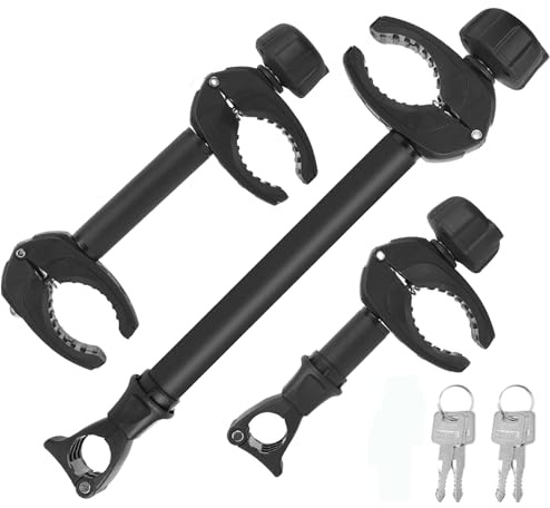 Warmfay Schwarz Rahmenhalter 3 Stück Lang 25CM + 32CM + 45CM, Abschließbar Ahrradrahmenhalter, für U-Bügelrohr: Ø 2,5-3,0 cm, Universal Ersatzhalter Fahrradträger für Alle Gängigen Heckträger