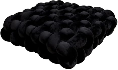 PromCaeruyn Knotenkissen Quadratisches Knotenkissen Kuschelkissen Dekokissen für Büro Schlafzimmer Wohnzimmer Wohnheim Auto Knoten Handgemachtes Kissen Bodenkissen(Black,30 * 33 * 12cm)