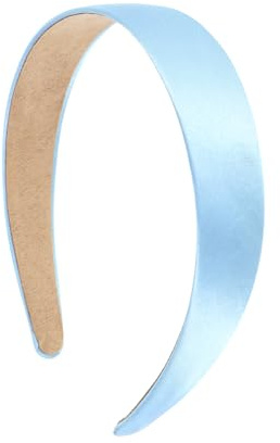 ZEYIYER Bright Blue Headband, Satin Covered Light Blue Hair Bands Princess Wide Padded Hairband Fashion Headbands for Women