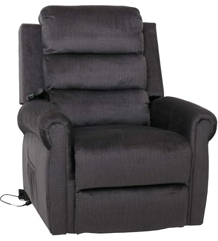 Mendler Fernsehsessel HWC-K63 Stoff 220g/m² Chenille - dunkelgrau | Relaxsessel, Liegefunktion, Aufstehhilfe, Massage, Heizfunktion