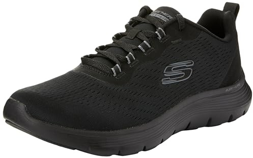 Skechers Women's Flex Appeal 5.0 New Path Sneaker, Black Mesh/Gray Trim, 5.5 UK Wide