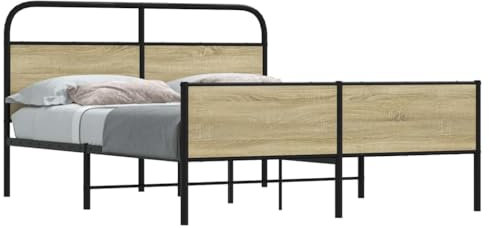 Xichuzi Metallbett ohne Matratze Sonoma-Eiche 160x200 cm, Bett, Bed Frame, Familienbett, Bettrahmen, Bett Gestell, Bett Rahmengestell, Schlafzimmer Bett - 3318694