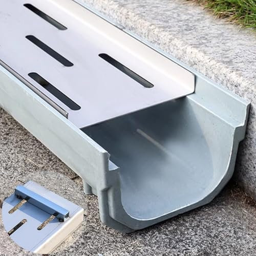 Colador desviador de agua en forma de U para exteriores, 15 x 20 x 100 cm, zanja de drenaje de hormigón y patio trasero con canalón de rejilla para un flujo de agua eficiente