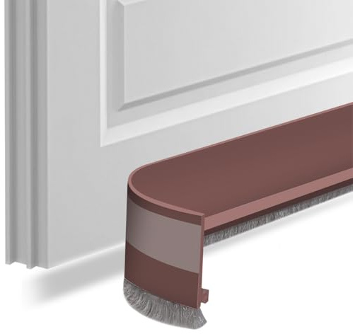 Självhäftande dörrtätning med dragborste (brun, 5 cm)