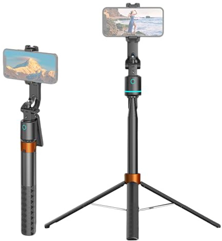Camnoon 180 cm Selfie-Stick Stativ mit automatischer Gesichtsverfolgung, Gestensteuerung, 360° drehbar mit 1/4-Zoll-Schraube, Dual-Hot-Shoes, 10M Fernauslöser, Telefonhalter für Smartphone