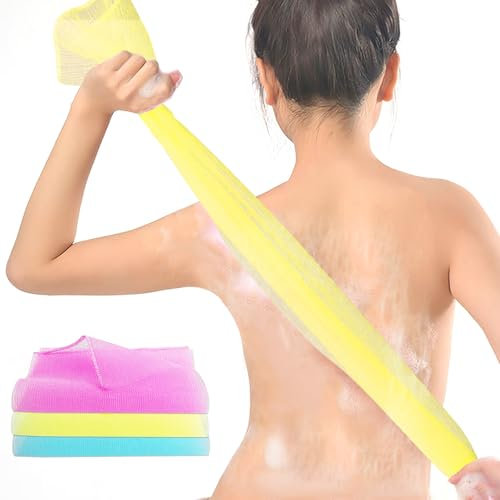 Panno esfoliante per la schiena per la doccia, 4 pezzi, panno da bagno di bellezza per il corpo, per la doccia esfoliante in luffa, asciugamano giapponese in luffa, spugna di luffa, rete per la