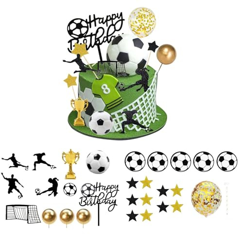 29 Pcs Football Cake Topper Birthday Decorations for Boys, Decorations Cake Cupcake Topper for Kids Boys Men Sports Theme date of birth Supplies