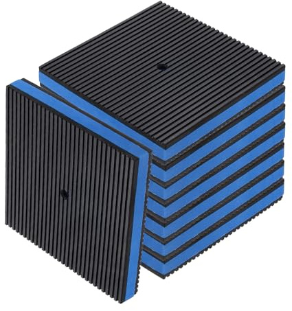 QUARKZMAN 8 patins anti-vibration pour machine à laver, 5,91 x 5,91 x 7/8 patins d'amortissement des vibrations, tapis insonorisants en caoutchouc rainuré avec centre en EVA, Noir/Bleu