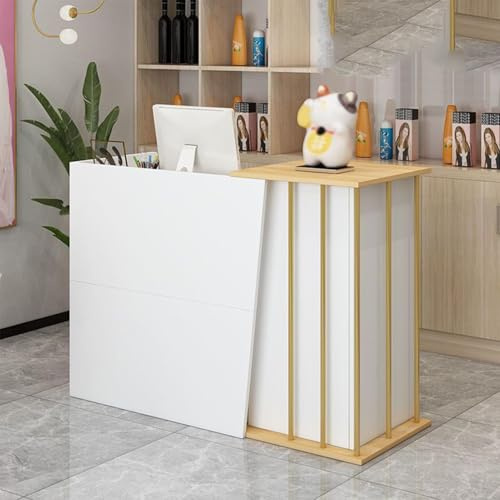 CXFSCD Mostrador De Recepción, Mostrador De Recepción para Peluquería con Amplio Almacenaje Ideal para Salones Comercios Y Hoteles(Size:100cm,Color:White White)