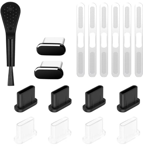 Wefaly 17 Pack Antipolvo USB-C y Cubierta para Altavoz de Teléfono, Tapa Protectora para USB-C Pegatina de Malla Antipolvo Funda Antipolvo para Atavoz de Teléfono y Tapa Antipolvo para iPhone 16/15