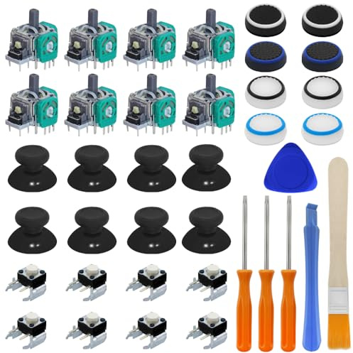 DaKuan 38PCS Xbox One Controller Repair Kit, Replacement Joysticks, Thumbstick, Bumper Button, Silicone Cap, Screwdriver & Tools, Fix Stick Drift, Broken Buttons, Compatible with Xbox One Controllers