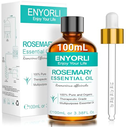 ENYORLI Aceite Esencial de Romero 100 ml Aceite Esencial de Romero con Gotero Refrescante Para Oficinistas y Estudiantes Apto Para Limpieza del Hogar Cuidado Capilar y Aromaterapia.