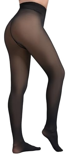 Apriddeo 2025 One-Seam Fleece Lined Tights More Warmth Fake Translucent Pantyhose High Waist Thermal Legging Women
