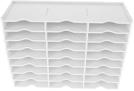 VILLFUL Organizer da Scrivania in Plastica Robusta con Scomparti per Timbri Supporto per Telefono e Accessori Scaffale Compatto per Casa e Ufficio
