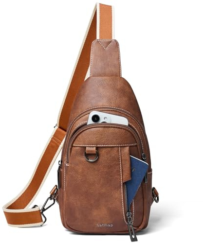 LATMAP 7L Sling Bag Damen,Brusttasche Damen Kleine Crossbody Bag PU Leder Tasche Umhängetasche Diebstahlsicher Schultertasche für Outdoor Sport