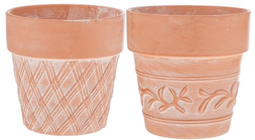 Veemoon 2pièces Jardinière Terre Cuite Sculptée pour Plantes Succulentes Et Jardinage Intérieur pour Bureau Et Maison Lot de Pots Créatifs Design Ornemental Solide Et Pratique