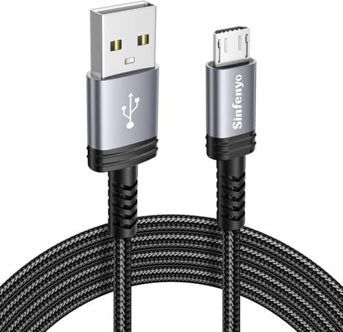 Sinfenyo Micro USB Cable 3M Long Android Charger Cable Fast Charging Lead | Nylon Braided Wire for PS4,Samsung Galaxy S7 Edge S6 S5 J7 J5 J6 J3,Note 5,LG,Sony,Nexus,Nokia,Xbox,HTC,Kindle Fire and More