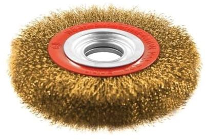 21 SHOP® Spazzola Per Mola Da Banco Setole In Acciaio Ottonato Disco Molatrice 150Mm Con Vari Adattatori Albero e Varie Misure Spazzolone Smerigliatrice Da Banco