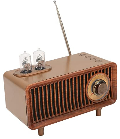 Akozon Radio Antica, Altoparlante Bluetooth retrò Vintage Vintage con Luce LED, Altoparlante Radio Stereo, Supporta Scheda di Memoria e Disco U, Classico Wireless Portatile per PC e Laptop (Colore