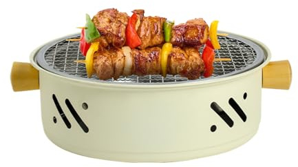 Barbecue-Grill Für Zu Hause – Tragbarer Holzkohlegrill, Antihaftbeschichtet | Rauchfreier Tischgrill Für BBQ, Koreanisches Grillen, Elektrischer Kleingrill Für Drinnen Und Draußen