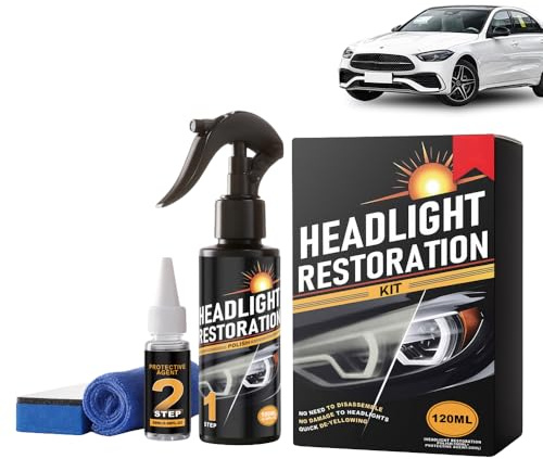 givuaime Scheinwerferreinigungs und aufbereitungsset, Scheinwerfer aufbereitung Set 120ml, Matte und Blinde Scheinwerfer polierset, ohne Elektrowerkzeuge, Klarspray für Autoscheinwerfer (2)