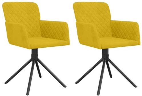 Heofavd 2er Set Esszimmerstühle Drehbar Gelb Polsterstuhl mit Samtbezug modern Esszimmerstühle mit Armlehne & Metallbeinen Bequemer Schalenstuhl für Esszimmer Wohnzimmer Küche