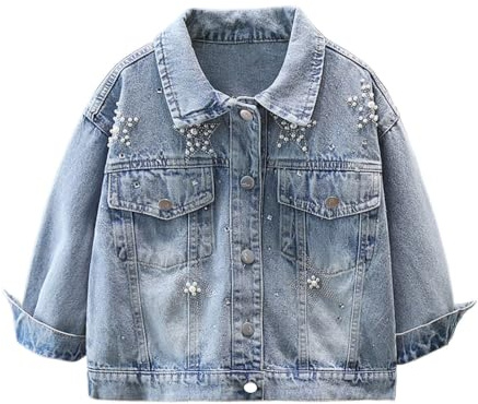 Chaquetas de mezclilla para niñas, chaquetas de mezclilla para niños, abrigo de mezclilla con bolsillos, abrigo de motociclista, tops de manga larga con botones, ropa exterior para niños, ajuste