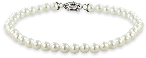 inSCINTILLE Bracciale Donna/Uomo con Perle – Chiusura in Acciaio Inossidabile, Braccialetto Perline Vari Colori e Misure, Nichel Free, Confezione Regalo Inclusa (Bianco, 6, Millimetri)