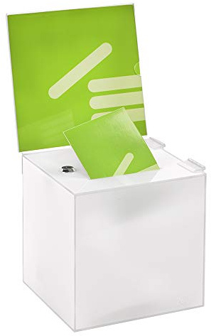 Zeigis Losbox 20cm, abschließbar + Topschild 210x210mm, blickdicht | Mit 2 Schlüsseln / Einwurfschlitz 3x120mm / hochwertiges Acrylglas / kann auch ohne Topschild verwendet werden