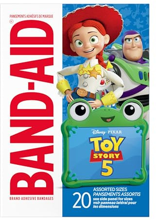 BAND-AID Brand Adhesive Bandages for Minor Cuts and Scrapes, Disney and Pixar Toy Story 5 for Kids, Assorted Sizes 20 ct
