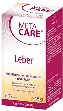 META CARE Leber – Mit bewährten Bitterstoffen aus Mariendistel, Artischocke und Löwenzahn – CHOLIN – Hochdosiert – Vegan – 60 Kapseln