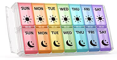 Weekly Pill Organizer 2 Times a Day Extra Large 7 Day Easy Fill Quick Fill Portable Fullicon AM PM Pill Box for Supplement, vitamine, and Medicine - (Patent Registered)