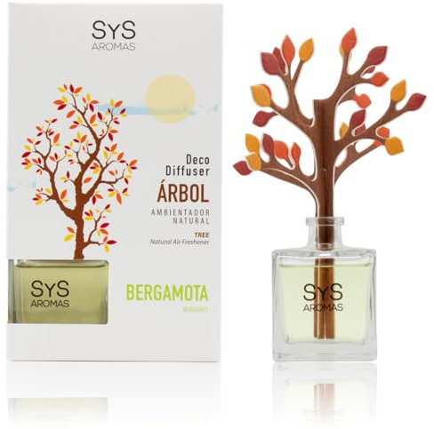 SYS Aromas Ambientador Decorativo Árbol - Fragancia Duradera Bergamota - Aromatizador de Hogar, Oficina y Baño - 90 ml