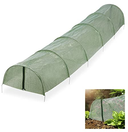 Relaxdays Serra per Orto Mini, con Zip, Tunnel di 2,9 m, Pieghevole, da Giardino, Protezione per Piante e Fiori, Verde
